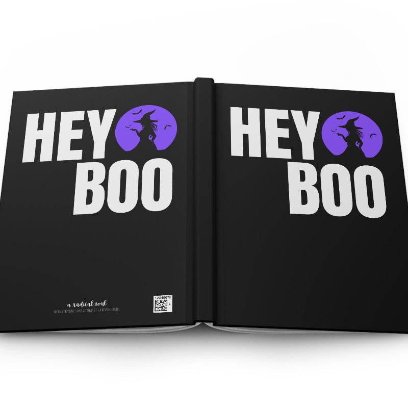 Hey Boo Witchy-Themed Hardcover Blank Lined Hardcover Journal