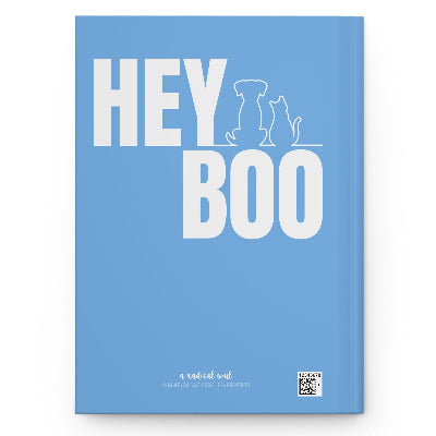 HEY BOO Pet-Themed Hardcover Journal — Cute Dog & Cat Silhouette Notebook