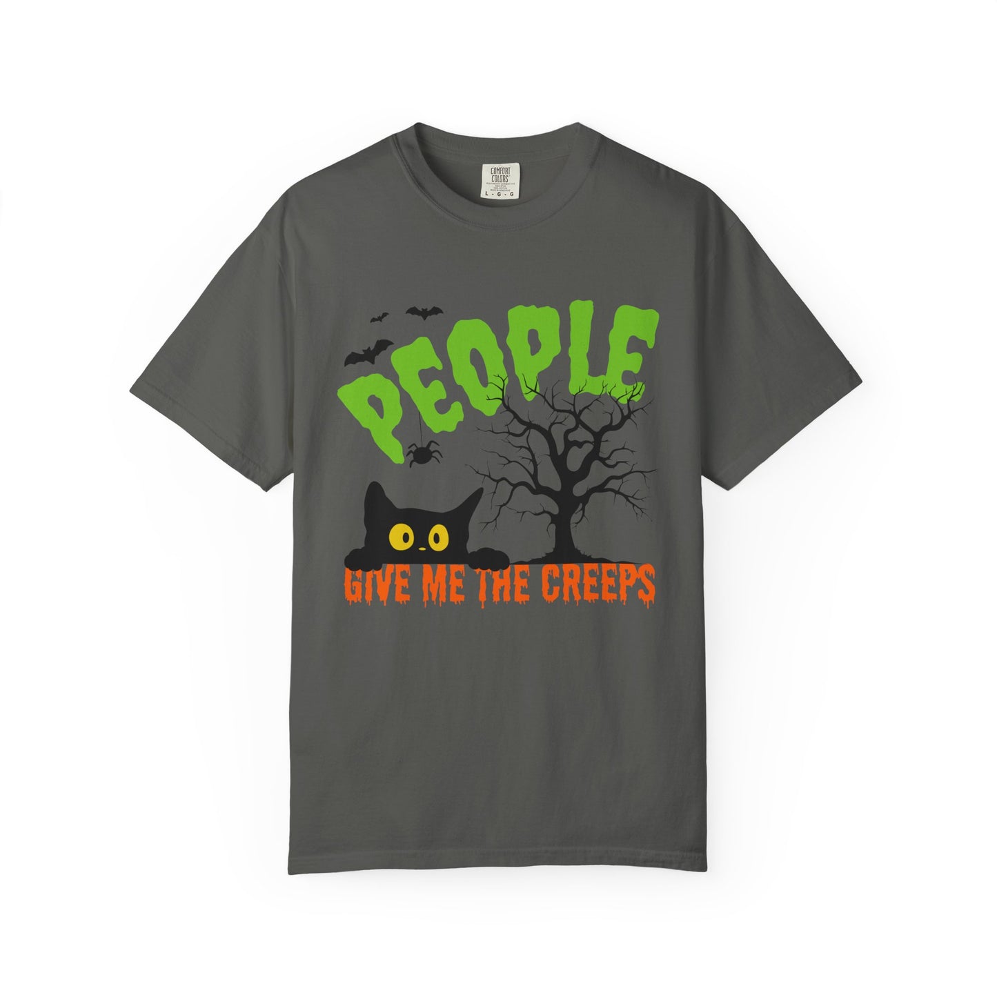 People Give Me The Creeps Halloween Themed Spooky Cat Comfort Colors T-Shirt