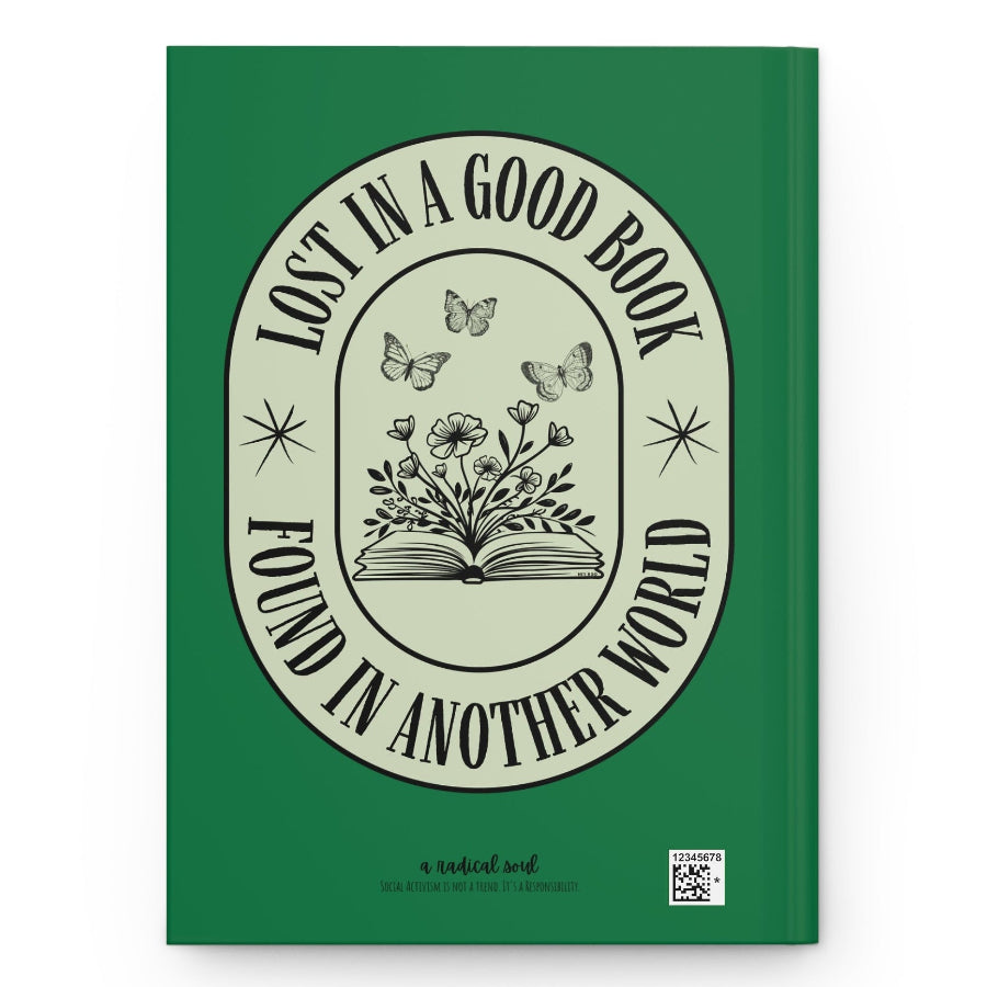 Lost in a Good Book, Found in Another World Book Lover Hardcover Notebook