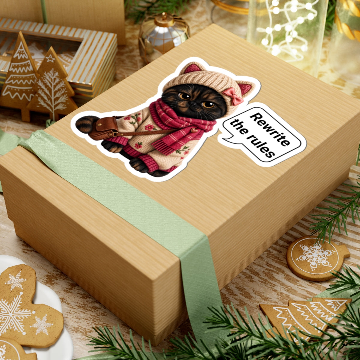 Feminism Activist Inspirational Cute Kitten Sticker, No Glass Ceiling