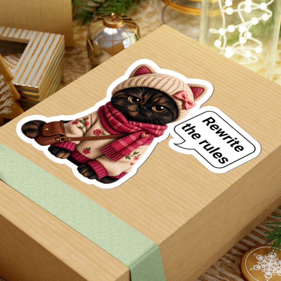 "Rewrite the Rules" — Feminist Activist Kitten Sticker