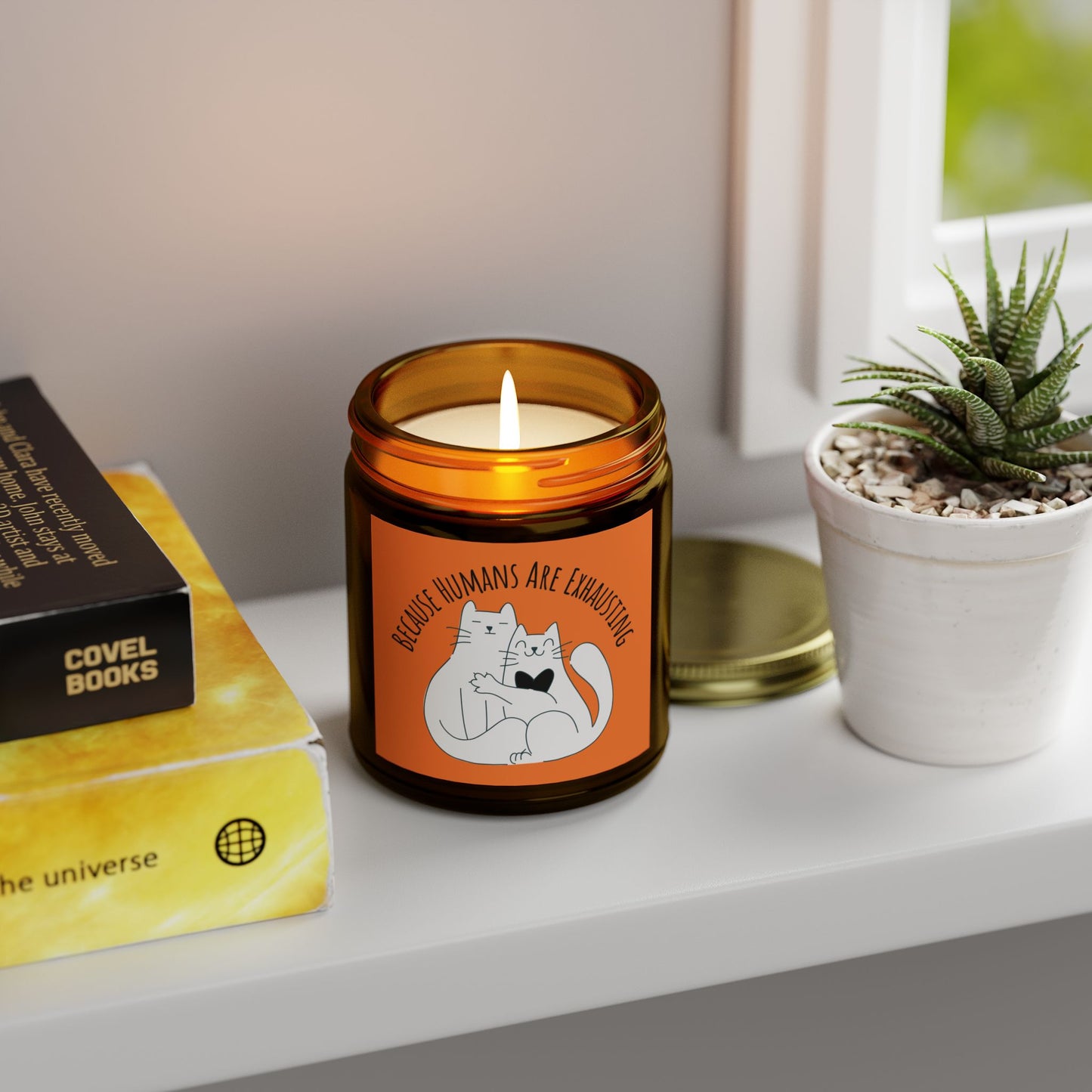 Hugging Cats Scented Soy Candle "Because Humans Are Exhausting"