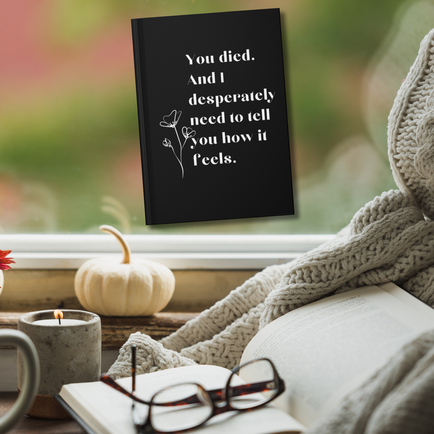 Grief Hardcover Journal, Black Sympathy Notebook with Blank Lined Perforated Pages
