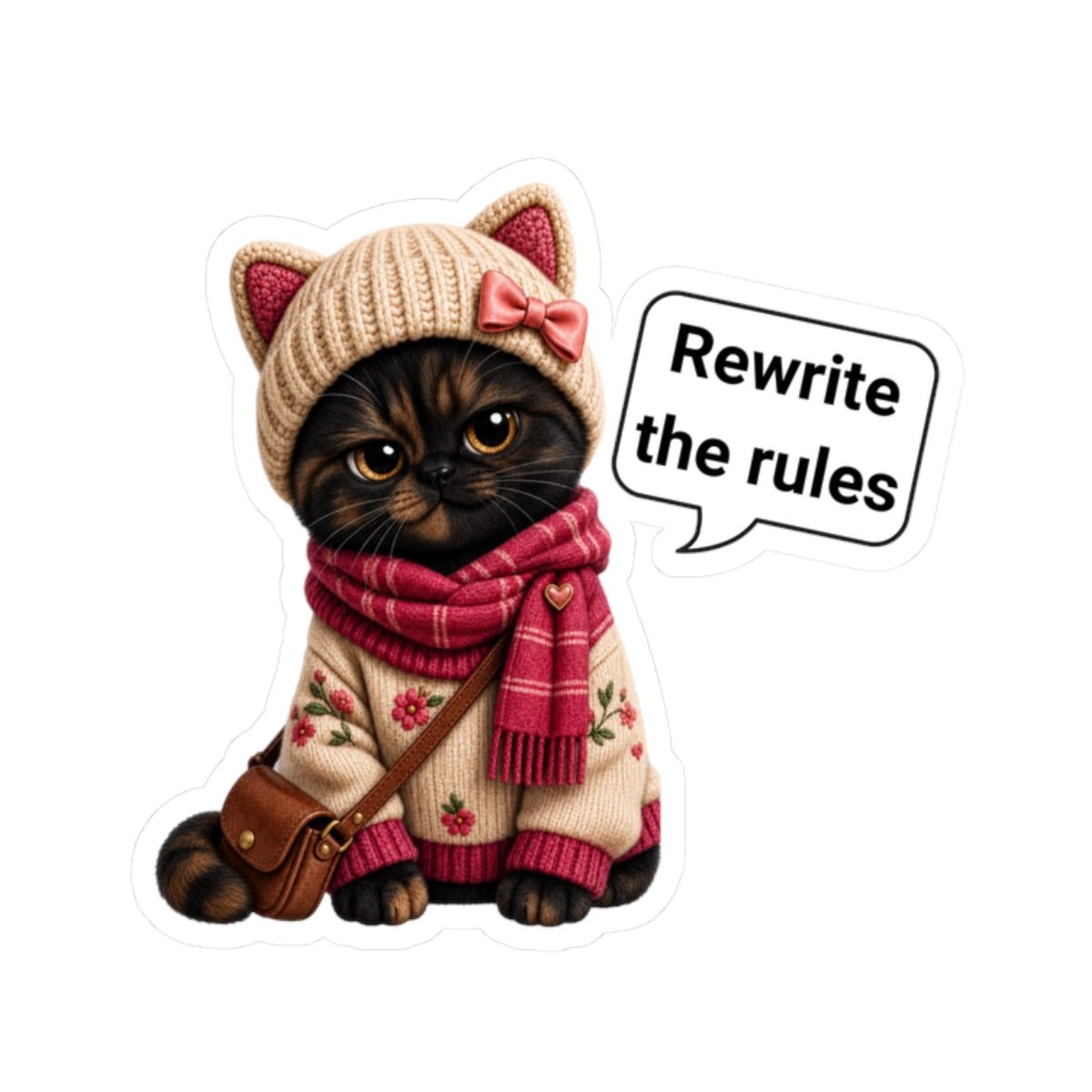 Feminism Activist Inspirational Cute Kitten Sticker, No Glass Ceiling