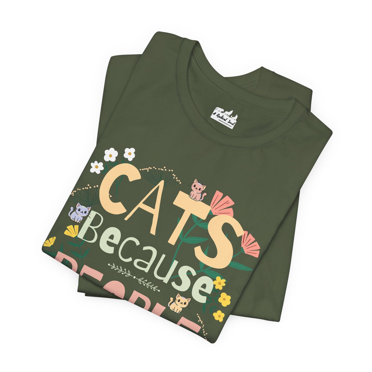 Floral Cats, Because People Are Exhausting Tee