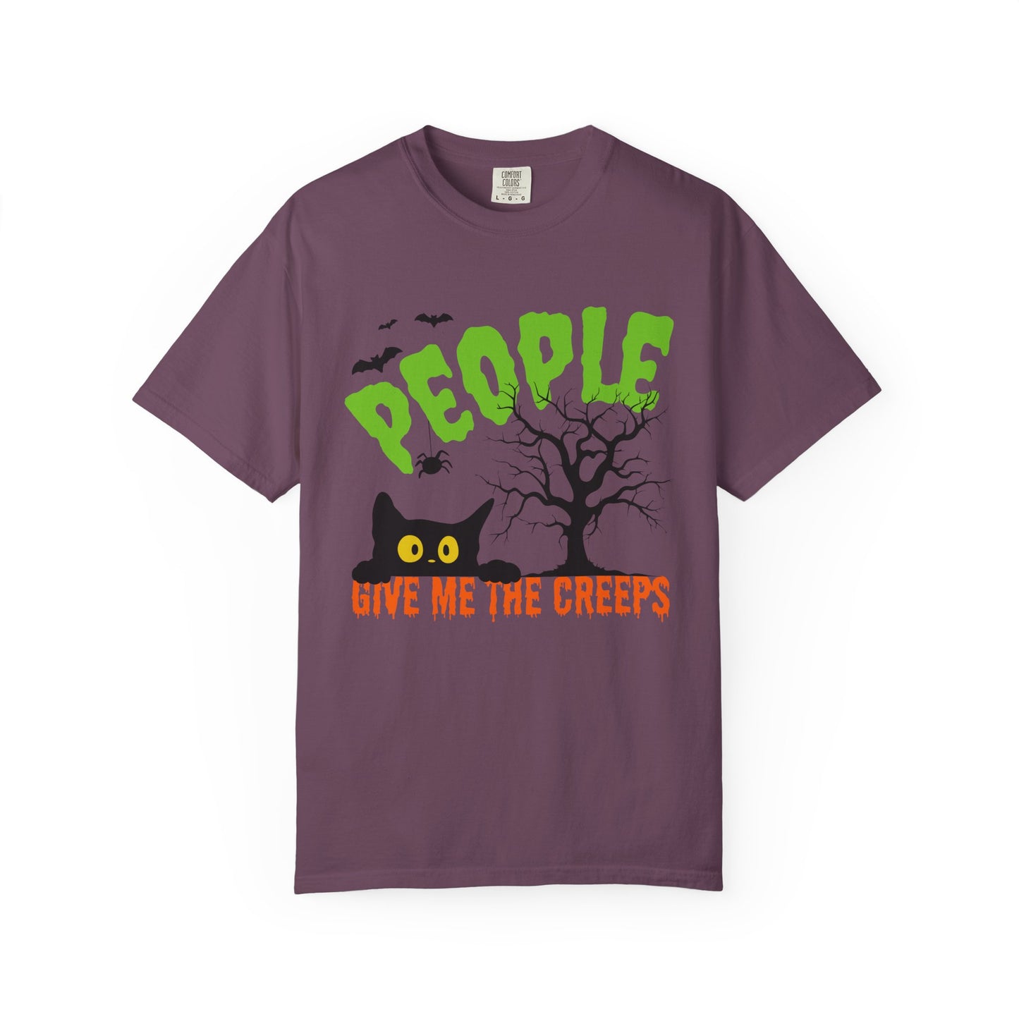 People Give Me The Creeps Halloween Themed Spooky Cat Comfort Colors T-Shirt