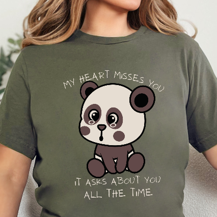 My Heart Misses You Adorable Bear Graphic Grief T-Shirt