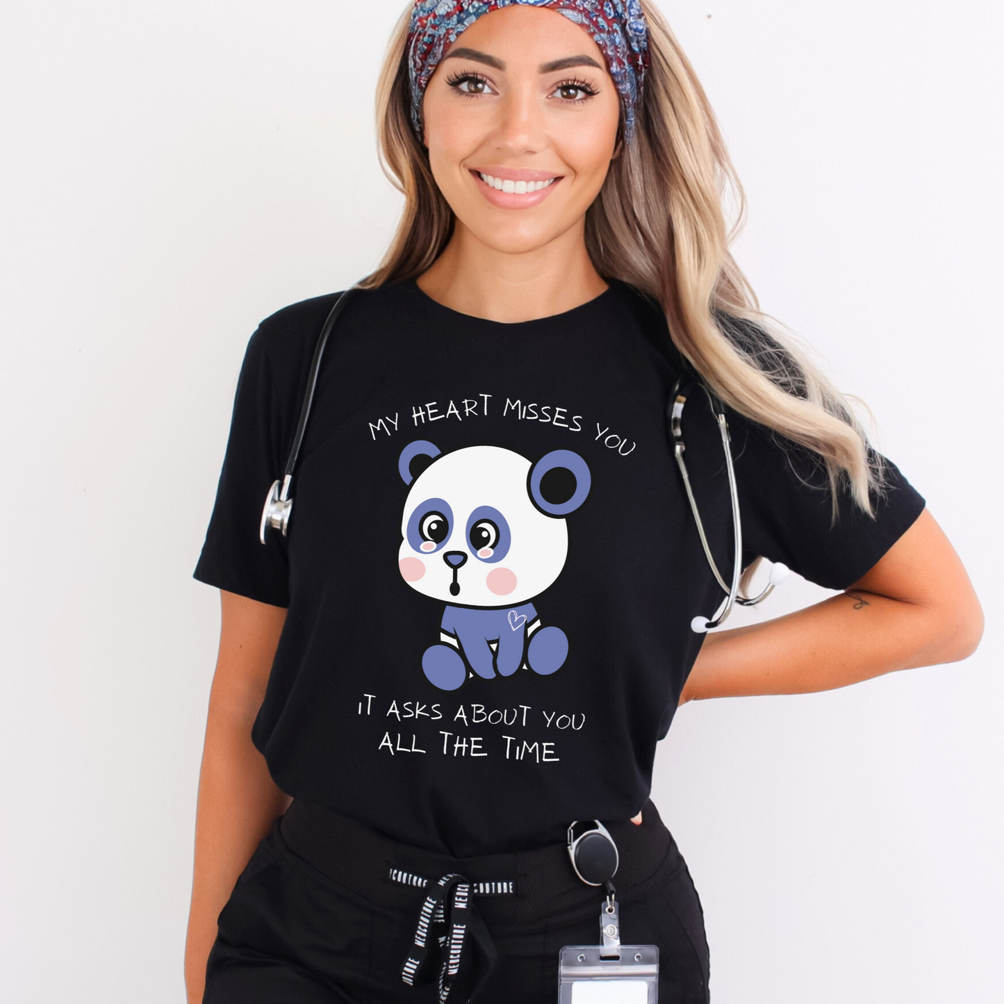 My Heart Misses You Adorable Bear Graphic Grief T-Shirt