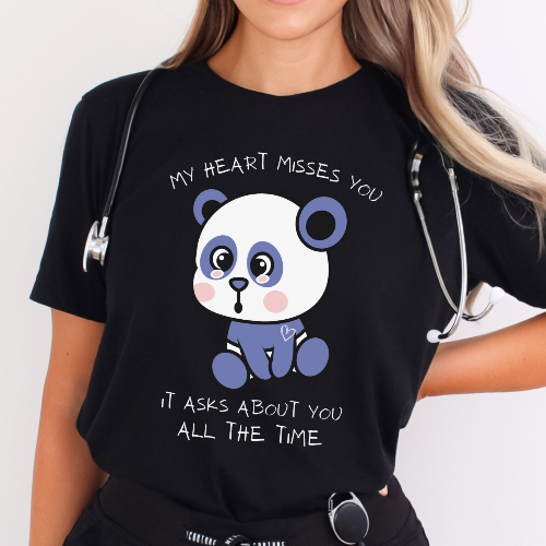 My Heart Misses You Adorable Bear Graphic Grief T-Shirt