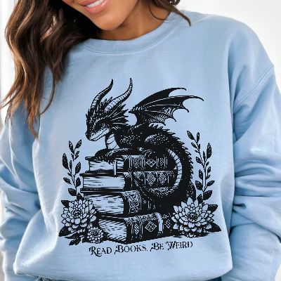 Dragon Graphic Read Books Be Weird - Gildan Sweatshirt
