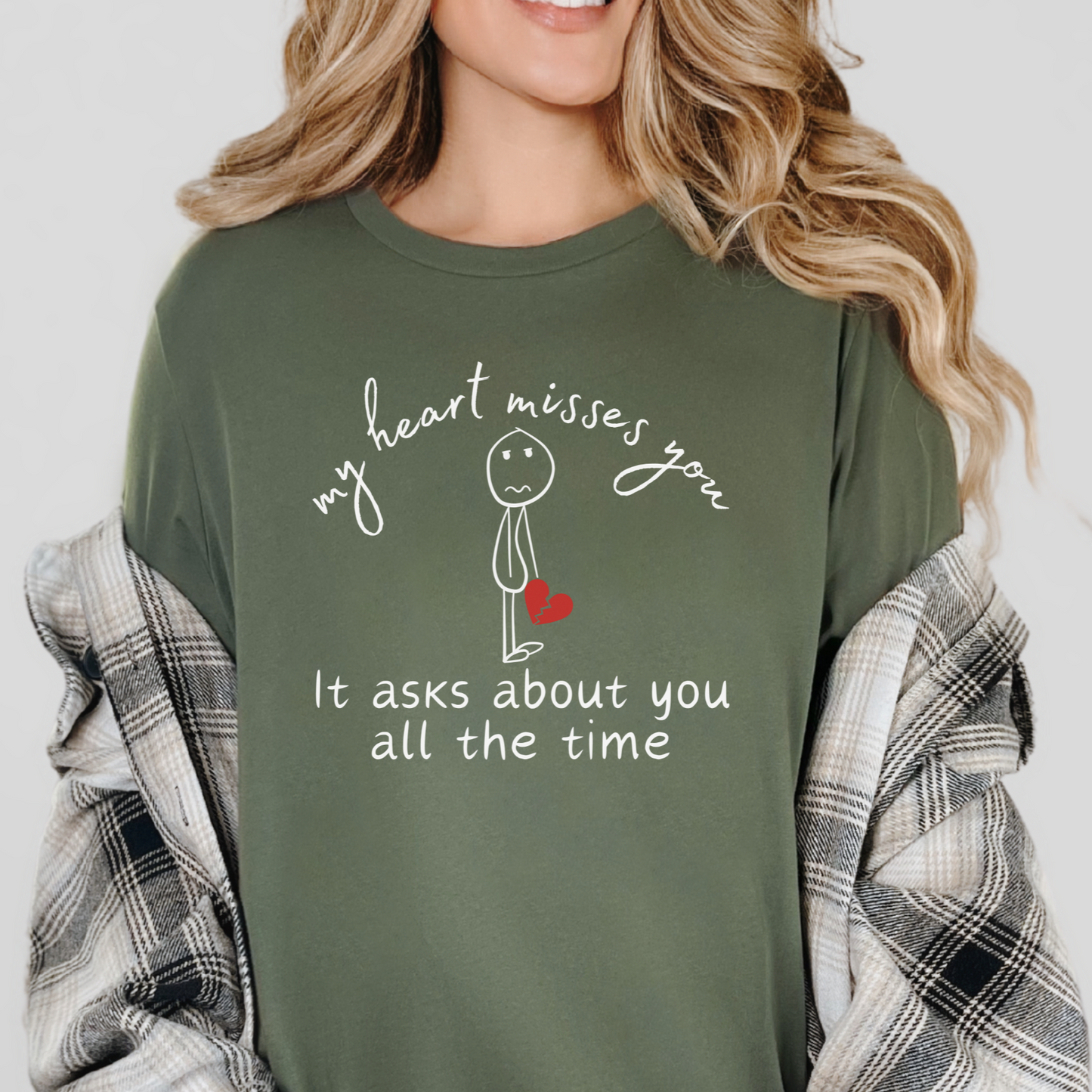 My Heart Misses You Stick Figure Grief Tee