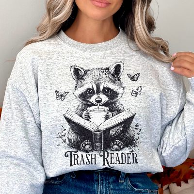 Cozy Raccoon Trash Reader Book Lover Sweatshirt