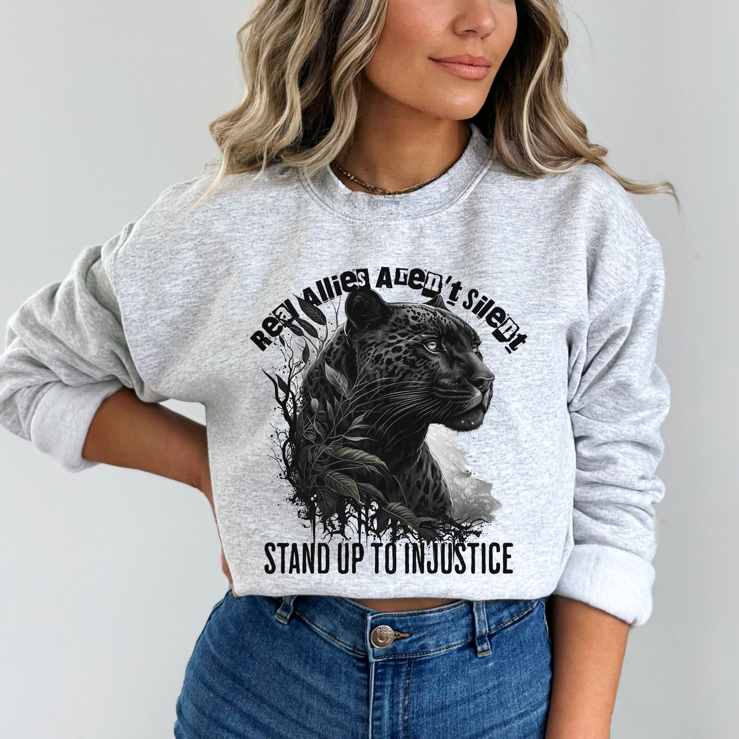 Real Allies Aren't Silent Panther Graphic Sweatshirt