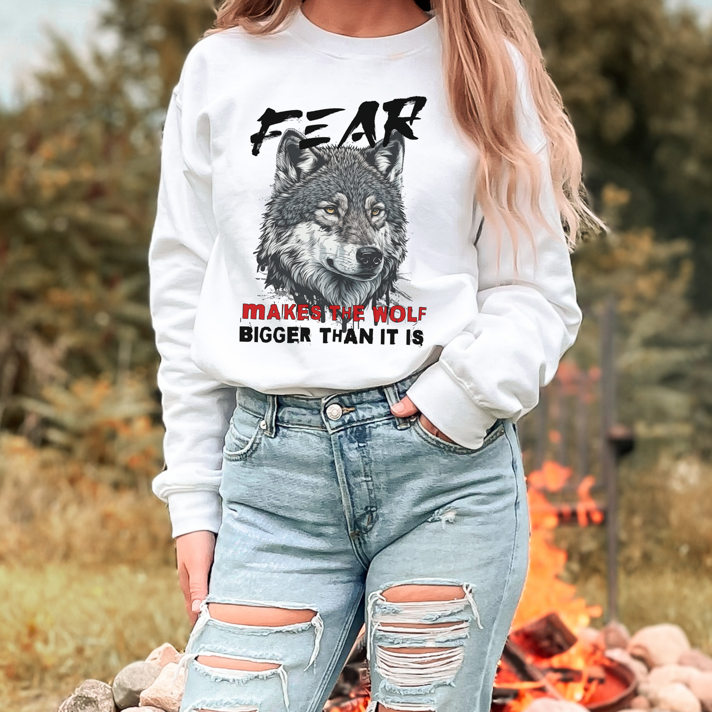 Courage Apparel, Fear Makes the Wolf Bigger Than It Is Unisex Sweatshirt