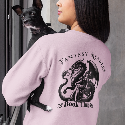 Fantasy Readers Book Club Dragon Front & Back Print Sweatshirt