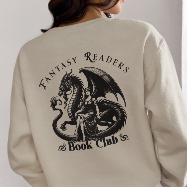 Fantasy Readers Book Club Dragon Front & Back Print Sweatshirt