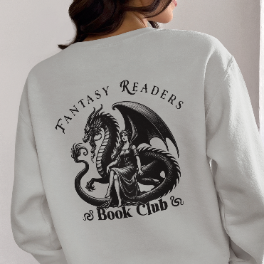 Fantasy Readers Book Club Dragon Front & Back Print Sweatshirt