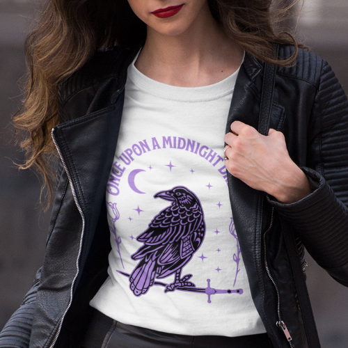 Edgar Allen Poe Raven Night T-Shirt — "Once Upon a Midnight Dreary" Gothic Poetry Tee