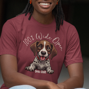 Funny GSP T-Shirt 100% Wide Open Puppy German Shorthaired Pointer Lover Gift