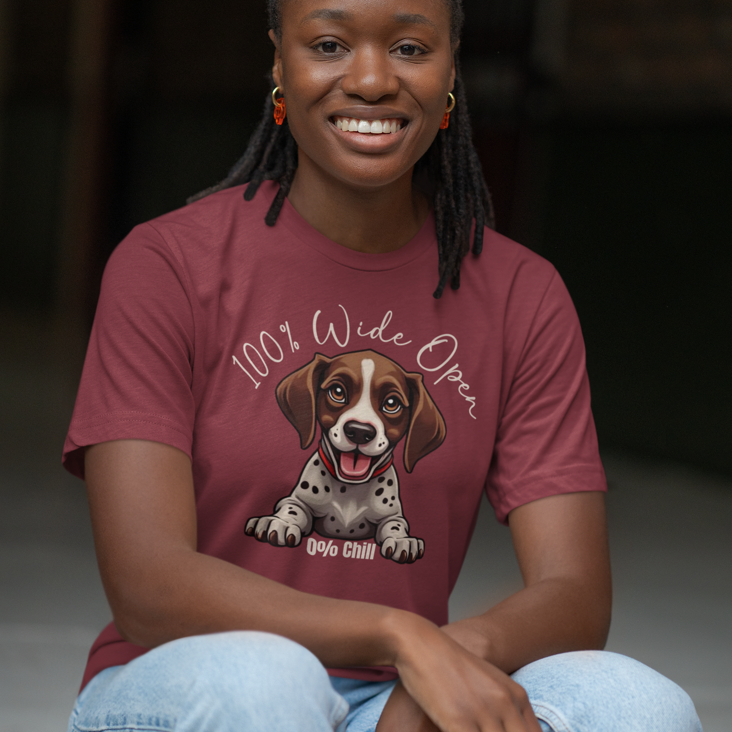 Funny GSP T-Shirt 100% Wide Open Puppy German Shorthaired Pointer Lover Gift