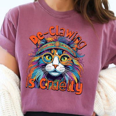 De-Clawing is Cruelty Colorful Cat Advocacy T-Shirt