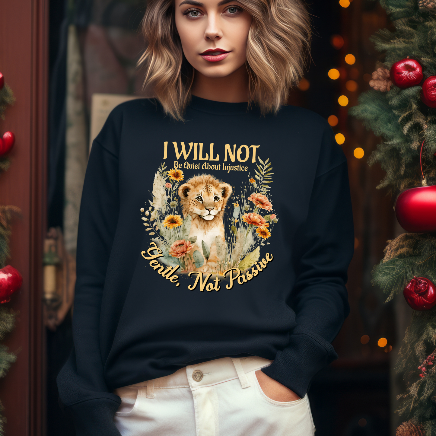 Gentle, Not Passive Social Justice Lion Cub Sweatshirt