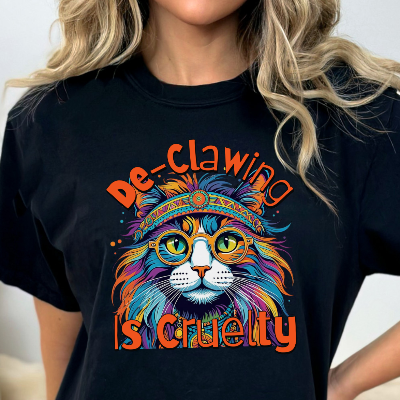 De-Clawing is Cruelty Colorful Cat Advocacy T-Shirt