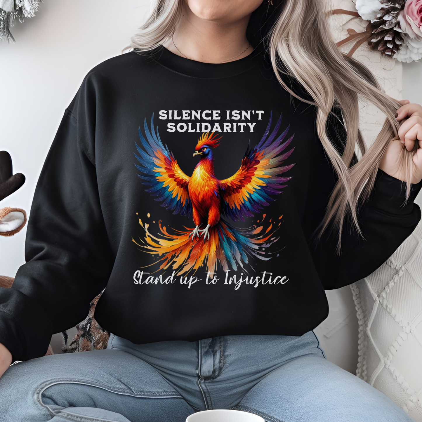 Phoenix Themed Social Justice Activist Empowerment Crewneck Sweatshirt