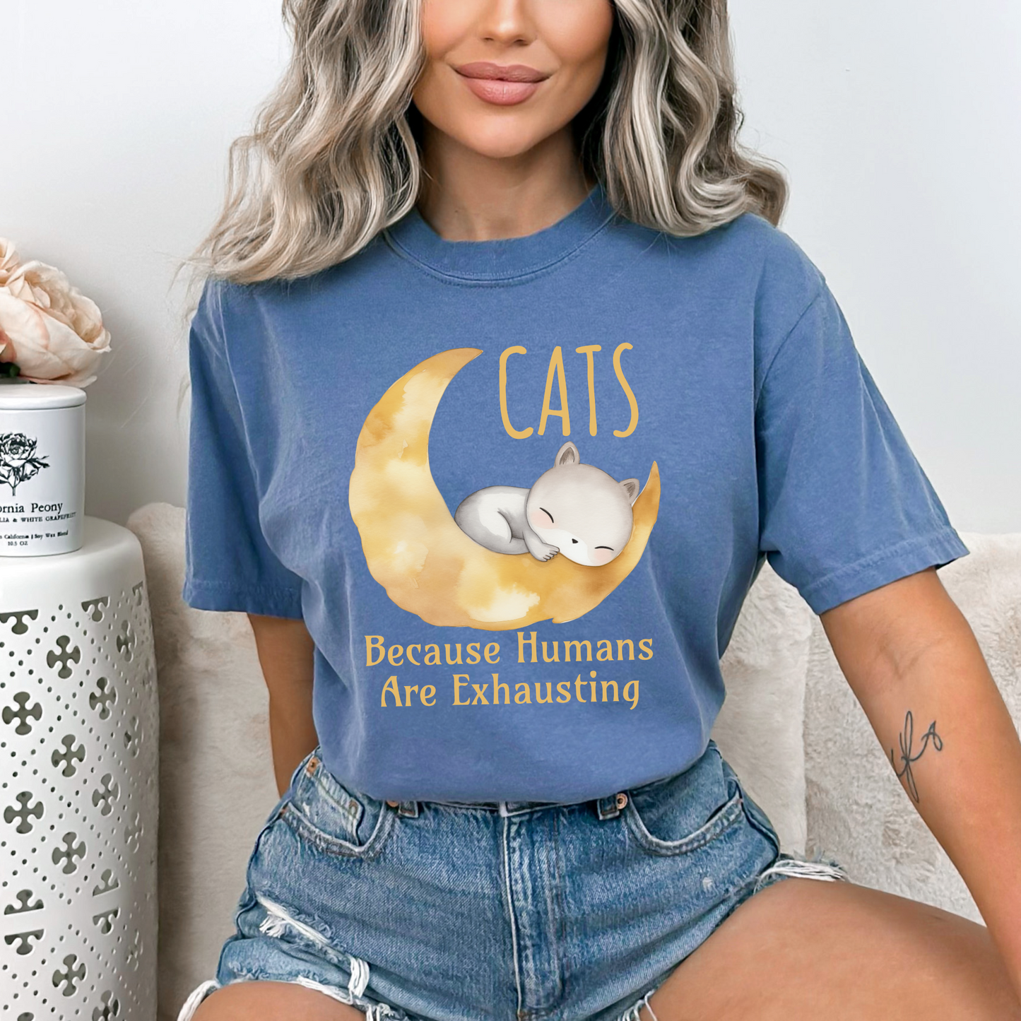 Cats. Because Humans Are Exhausting Comfort Colors T-Shirt