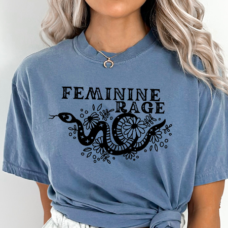 Feminine Rage Snake Theme Comfort Colors T-Shirt