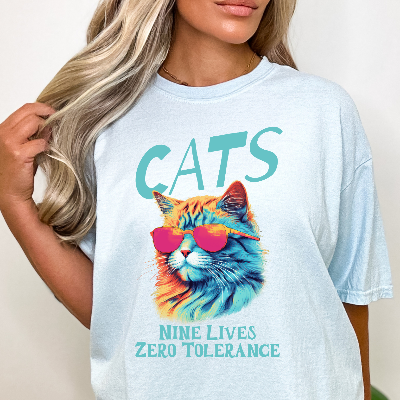 Cats Nine Lives Zero Tolerance Colorful T-Shirt