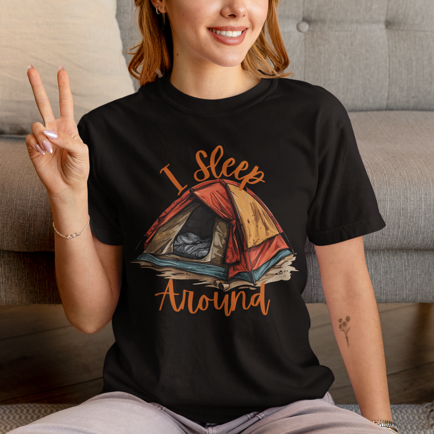 I Sleep Around Funny Camping T-Shirt