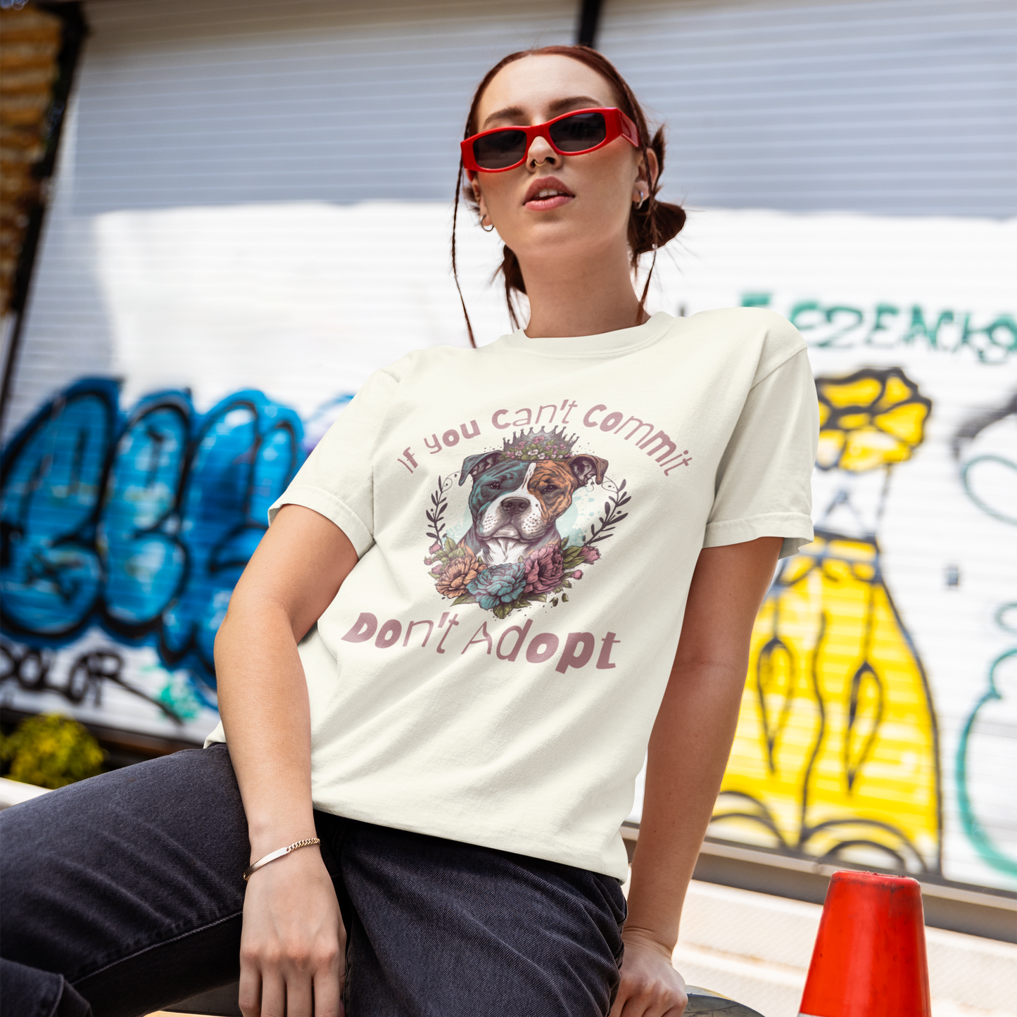 If You Can't Commit, Don't Adopt Floral Dog Lover T-Shirt