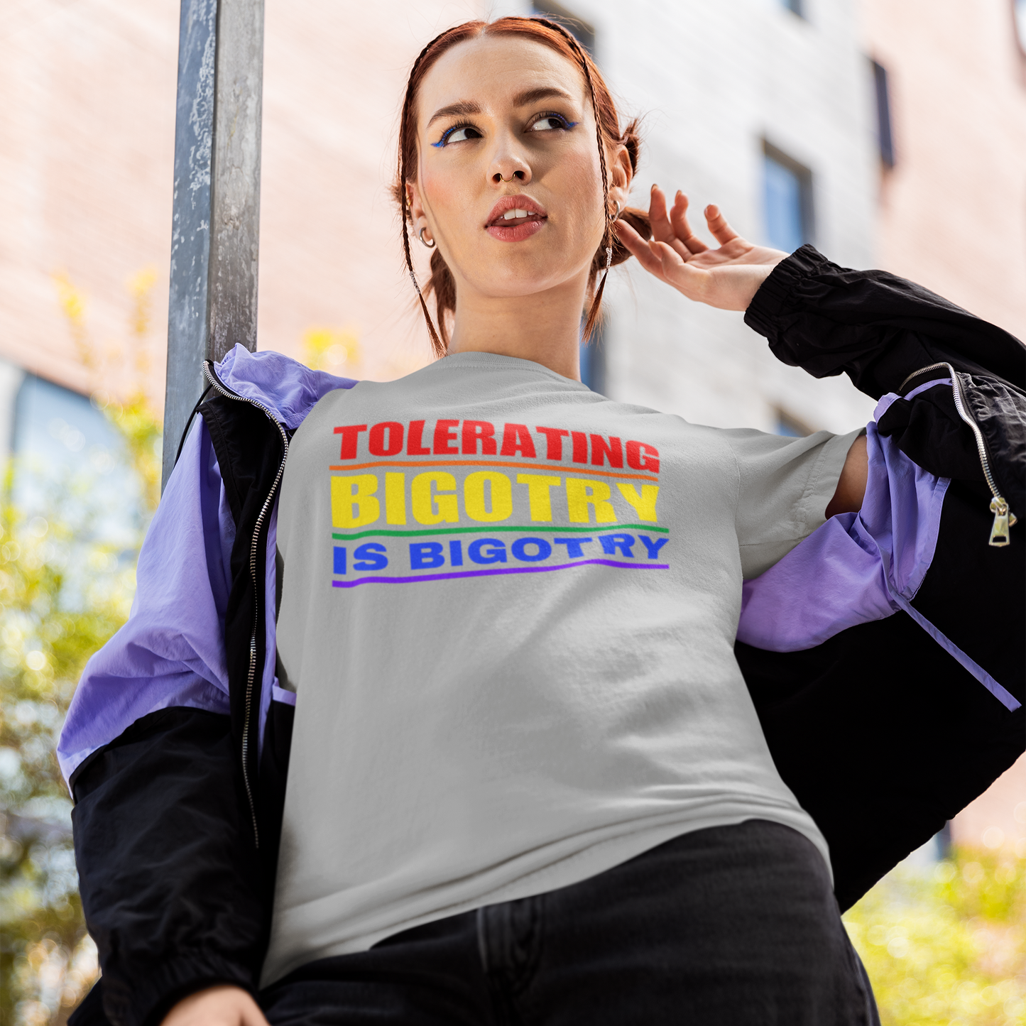 Tolerating Bigotry is Bigotry Rainbow Pride Message Unisex Tee