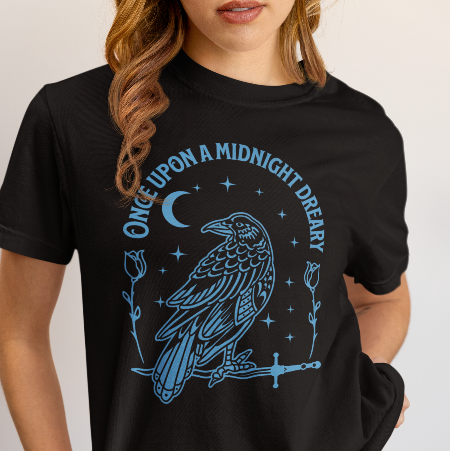 Edgar Allen Poe Raven Night T-Shirt — "Once Upon a Midnight Dreary" Gothic Poetry Tee