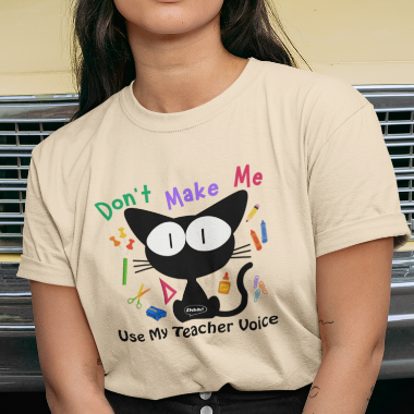 Funny Teacher Quote with Cat Graphic T-shirt, Gift for Aide, Elementary School Casual Friday Tee
