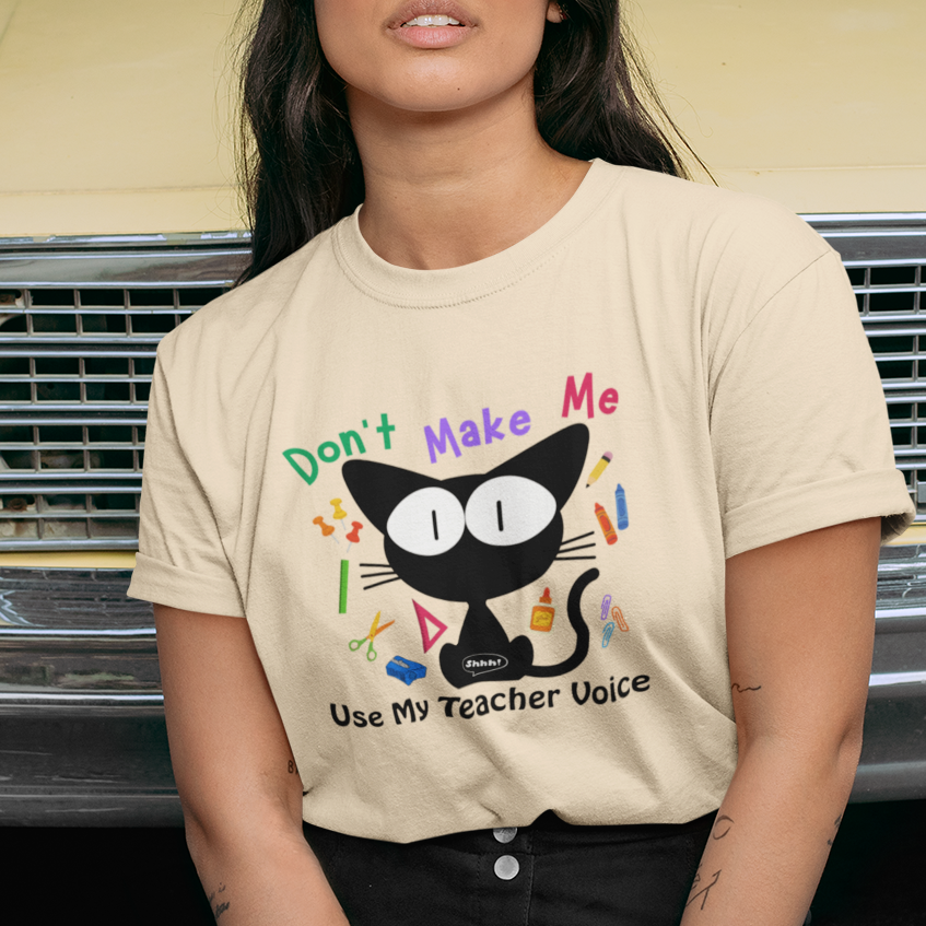 Funny Teacher Quote with Cat Graphic T-shirt, Gift for Aide, Elementary School Casual Friday Tee