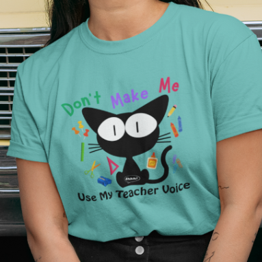 Funny Teacher Quote with Cat Graphic T-shirt, Gift for Aide, Elementary School Casual Friday Tee
