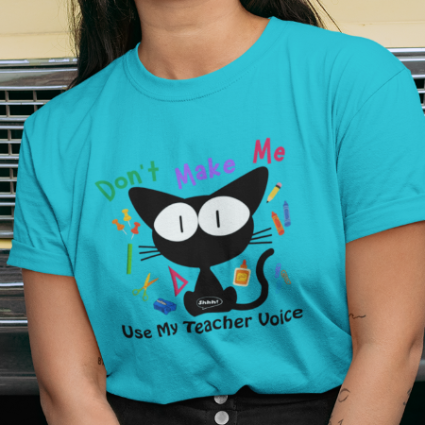 Funny Teacher Quote with Cat Graphic T-shirt, Gift for Aide, Elementary School Casual Friday Tee