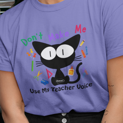 Funny Teacher Quote with Cat Graphic T-shirt, Gift for Aide, Elementary School Casual Friday Tee