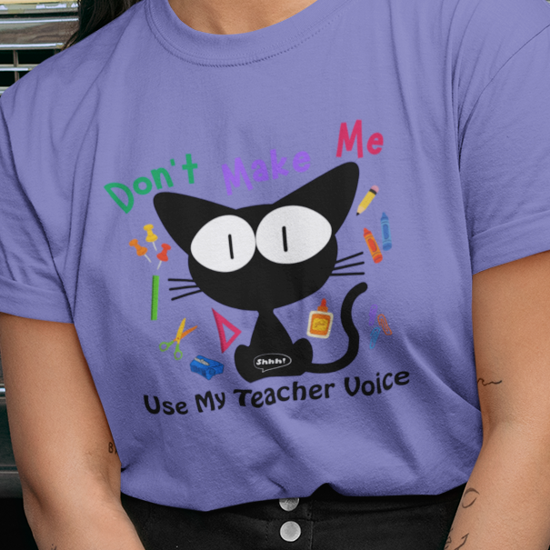 Funny Teacher Quote with Cat Graphic T-shirt, Gift for Aide, Elementary School Casual Friday Tee