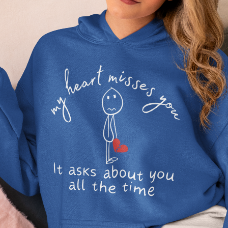 My Heart Misses You Stick Figure Sympathy Gift Grief Hoodie