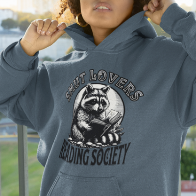 Smut Lovers Reading Society Raccoon-Themed Hooded Sweatshirt