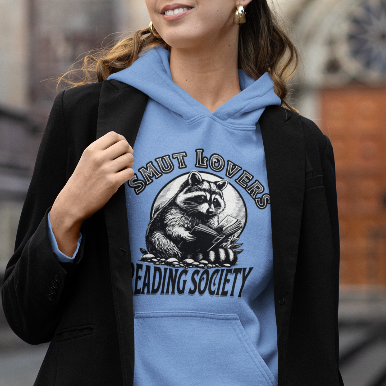 Smut Lovers Reading Society Raccoon-Themed Hooded Sweatshirt