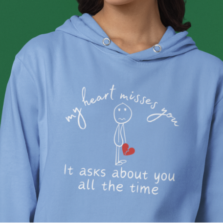 My Heart Misses You Stick Figure Sympathy Gift Grief Hoodie