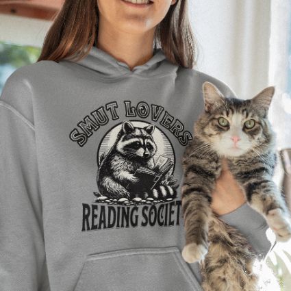 Smut Lovers Reading Society Raccoon-Themed Hooded Sweatshirt