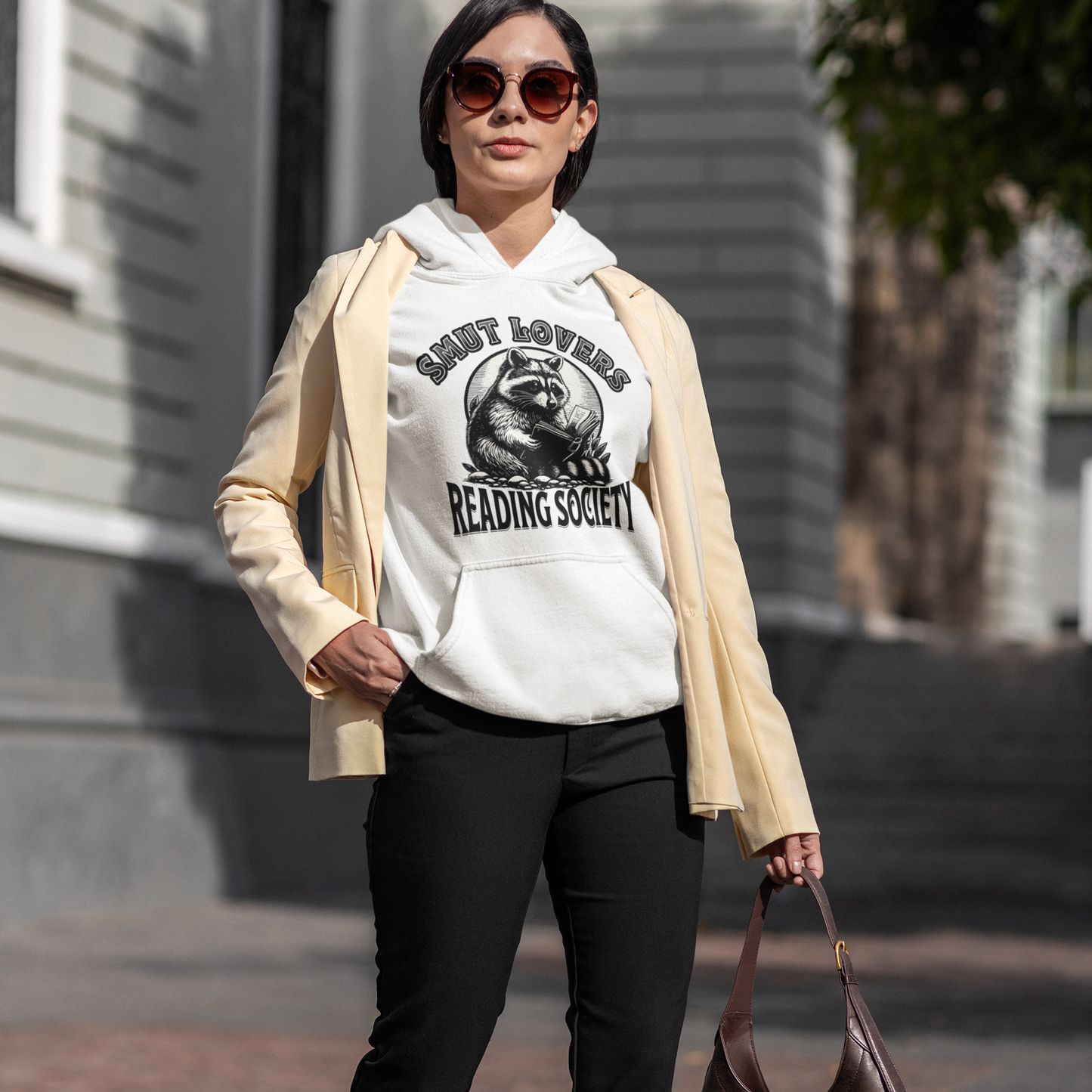 Smut Lovers Reading Society Raccoon-Themed Hooded Sweatshirt