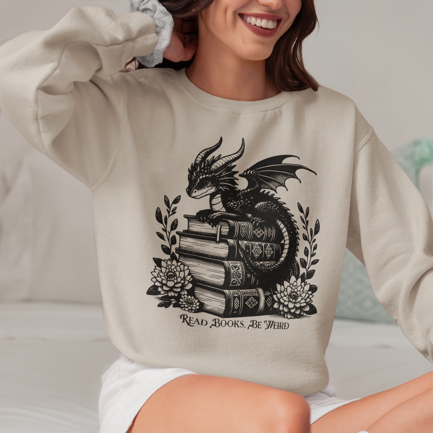 Dragon Read Books Be Weird Gildan Sweatshirt