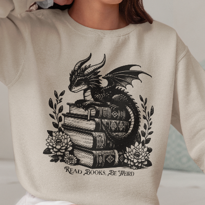 Dragon Read Books Be Weird Gildan Sweatshirt